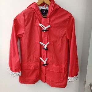 I5 Apparel Kids Hooded Waxie Toggle  Rain Jacket Slicker M (8-10) Red Navy